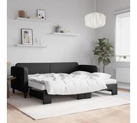 GeenYuu Lit de Jour Noir 80x200 cm avec lit gigogne, Cadre en Bois et métal, sommier à Lattes, Matelas en Mousse, canapé Convertible pour Chambre Adulte ou Enfant, Meuble tapissier Confortable