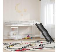 GeenYuu Lit loft pour enfant avec toboggan blanc anthracite 100 x 200 cm cadre en acier mat peu encombrant robuste pour chambre d'enfant et chambre d'adolescent avec instructions de montage (français