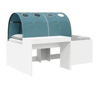 GeenYuu Lit mezzanine avec bureau pour enfants, blanc et bleu clair, en bois, peu encombrant, avec espace de rangement, ensemble de meubles modernes pour chambre à coucher, avec étagère et tiroir
