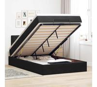 GeenYuu Lit Ottoman Noir 120x190 cm avec Matelas à Ressorts ensachés et LED, Cadre en Velours capitonné, sommier avec Rangement Coffre, tête et Pied en Bois pour Chambre Adulte