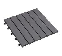GeenYuu Lot de 10 dalles de terrasse en bois d'acacia laqué - Gris - 30 x 30 cm - Pour l'intérieur - Montage facile et surface facile d'entretien - Pour la maison, le jardin et la maison
