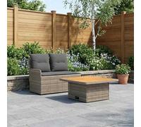 GeenYuu Lot de 2 canapés avec accoudoirs et table pliante en rotin synthétique résistant aux intempéries avec coussins, table réglable, convient pour balcon, terrasse, véranda, véranda
