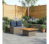 GeenYuu Lot de 2 canapés de jardin avec accoudoirs et table pliante, en rotin synthétique, pour terrasse, balcon, véranda, résistant aux intempéries, imperméable, avec coussin et dossier réglable
