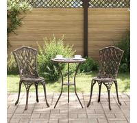 GeenYuu Lot de 2 chaises de jardin en aluminium bronze - 39 x 40 x 87 cm - Résistantes aux intempéries - Empilables - Pour terrasse, balcon, extérieur - Design vintage avec accoudoirs en bois