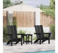 GeenYuu Lot de 2 chaises de jardin en polyéthylène, noires, 80,5 x 74,5 x 92 cm, résistantes aux intempéries, empilables, design moderne, pour terrasse et jardin, accoudoirs confortables et durables