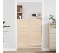 GeenYuu Lot de 2 portes battantes en pin massif naturel 100 x 100 cm pour l'intérieur avec design à lamelles, robustes et stables, idéales comme remplacement de porte d'entrée avec isolation thermique