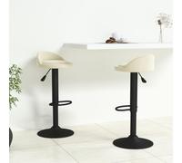 GeenYuu Lot de 2 tabourets de bar en velours crème avec repose-pieds et vérin à gaz, réglables en hauteur et rotation à 360 °, pied en acier noir, idéal comme tabouret de comptoir ou tabouret de