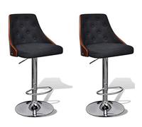 GeenYuu Lot de 2 tabourets de bar réglables en hauteur et pivotants avec cadre en bois de hêtre et housse en tissu rembourré, ergonomiques avec repose-pieds et dossier pour cuisine, bar, salle à