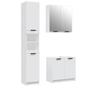 GeenYuu Lot de 3 meubles de salle de bain en bois blanc avec armoire suspendue, armoire à miroir, armoire de rangement pour salle de bain, chambre d'amis, buanderie, ordre et étagère