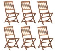 GeenYuu Lot de 6 chaises de jardin pliantes avec coussin, bois d'acacia massif, 48,5 x 57 x 91 cm, noires, peu encombrantes, robustes, idéales pour terrasse et jardin, durables, confortables