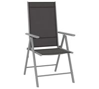 GeenYuu Lot de 6 chaises de jardin pliantes, noires, cadre en aluminium revêtu par pulvérisation, assise en textilène, 54 x 73 x 107 cm, dossier réglable, chaises d'extérieur légères pour terrasse et
