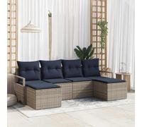GeenYuu Lot de 6 meubles de jardin modulables en rotin synthétique gris avec coussins pour des moments de détente en plein air