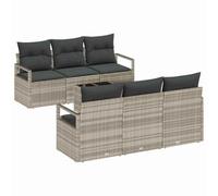 GeenYuu Lot de 7 canapés avec coussins, gris clair, en polyrotin, résistant aux intempéries, pour balcon, terrasse, avec rembourrage, pour se détendre dans le jardin d'hiver et la véranda