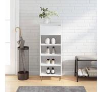 GeenYuu Meuble à chaussures blanc brillant en bois 40 x 36 x 105 cm avec pieds en métal et espace de rangement pour chaussures, garde-robe et couloir, étagère à chaussures moderne avec tiroir et