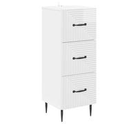 GeenYuu Meuble à tiroirs blanc brillant en bois 33 x 34,5 x 89,5 cm avec 3 tiroirs, espace de rangement polyvalent pour salon, bureau, couloir, rangement pratique et ordre