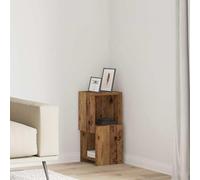 GeenYuu Meuble d'angle Bois Ancien 25,5x25x55cm Bois d'ingénierie avec 2 étagères, Rangement Pratique pour Salon Chambre Bureau entrée, Meuble casier Colonne adapté aux Petits espaces