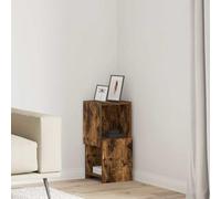 GeenYuu Meuble d'angle en Bois d'ingénierie chêne fumé 25,5x25x55cm avec 2 étagères pour Rangement Salon Bureau Chambre, Meuble casier Compartiment Colonne Pratique et esthétique