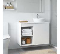 GeenYuu Meuble de Salle de Bain Blanc en Bois d'ingénierie 30 x 35 x 50 cm avec Étagère Rangement sous Évier pour Vasque et Toilette, Armoire Colonne Pratique pour Organiser Serviettes et