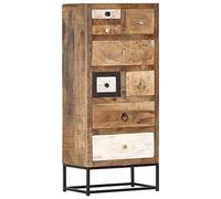 GeenYuu Meuble haut avec tiroirs en bois massif recyclé 45 x 30 x 105 cm, pieds en acier revêtu par pulvérisation, 8 tiroirs, style industriel, armoire de rangement polyvalente pour bureau, couloir