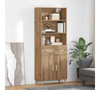 GeenYuu Meuble haut en bois de chêne Artisan - 69,5 x 34 x 180 cm - Avec tiroir - Porte de rangement - Buffet pour salon, salle à manger, couloir, cuisine, bureau - Moderne et vintage