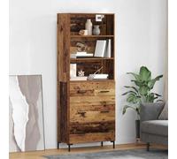 GeenYuu Meuble haut en bois vieilli - 69,5 x 34 x 180 cm - Avec 3 tiroirs - Meuble de rangement - Buffet - Commode pour salon, salle à manger, couloir, design moderne et vintage