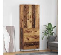 GeenYuu Meuble haut mural en bois vieilli, 69,5 x 34 x 180 cm, avec tiroir, porte, espace de rangement, étagère, buffet, commode pour salon, salle à manger, couloir, bureau, moderne, vintage