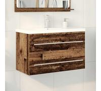 GeenYuu Meuble lavabo Salle Bain avec Vasque 2 pcs en Bois d'ingénierie et céramique 80 x 38,5 x 48 cm Armoire Suspendue avec tiroirs Rangement sous évier pour Espace Toilette Moderne