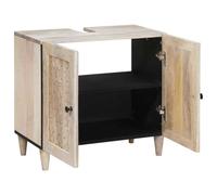 GeenYuu Meuble Salle de Bain Suspendu Blanc en Bois de manguier Massif 62 x 33 x 58 cm avec Porte, Rangement Pratique pour lavabo et Vasque, Armoire Murale pour Organiser Serviette et cosmétique