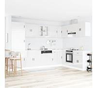 GeenYuu Meuble sous évier en Bois d'ingénierie Blanc, Armoire lavabo Salle de Bain 80x46x81,5 cm avec 2 Portes, Rangement Vasque, Colonne et tiroir pour Organiser Espace buanderie