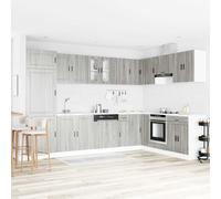 GeenYuu Meuble sous évier Gris en Bois d'ingénierie Porto avec 2 Portes, Armoire de Rangement Salle Bain, Espace lavabo, Colonne Pratique pour Organiser buanderie et Toilette Moderne