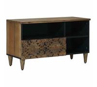 GeenYuu Meuble TV avec étagère marron en bois massif de mangue, 80 x 33,5 x 46 cm, avec tiroir, espace de rangement pour salon, rangement multimédia, meuble bas Hi-Fi, meuble TV