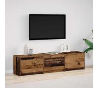 GeenYuu Meuble TV avec LED en Bois Ancien 165 x 34 x 40 cm avec tiroirs, Rangement spacieux, Support télévision pour Salon séjour, Design Industriel Moderne avec Bandeaux Lumineux RGB