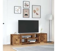 GeenYuu Meuble TV Bois d'ingénierie Vieux Bois 188,5x41x50 cm avec Portes, Grande capacité de Rangement pour Salon séjour, Support Stable pour télévision et appareils multimédia