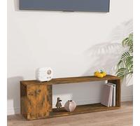 GeenYuu Meuble TV chêne fumé en Bois d'ingénierie 100x24x32 cm avec 2 étagères, Meuble Rangement Salon Bureau Chambre pour bibliothèque, casier, Organisateur, Espace Coin Lecture