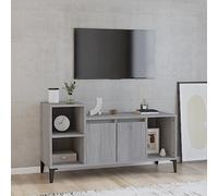 GeenYuu Meuble TV en Bois d'ingénierie Sonoma Gris 100x35x55 cm avec Portes et niches, Console de Rangement pour Salon multimédia, Support Stable pour télévision et appareils Audio vidéo
