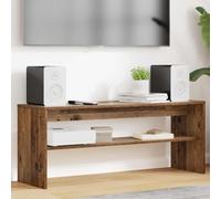 GeenYuu Meuble TV en bois vieilli 100 x 30 x 40 cm avec étagère, meuble multimédia moderne pour TV à écran plat, espace de rangement et barre de son