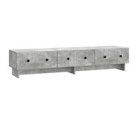 GeenYuu Meuble TV Gris béton en Bois d'ingénierie 147 x 34,5 x 30 cm avec tiroirs, Rangement Multifonction Salon séjour, Support télévision Design Industriel Stable et Pratique