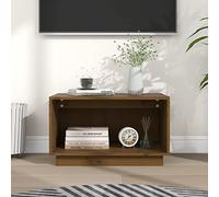GeenYuu Meuble TV Marron Miel en Bois de pin Massif 60x35x35 cm avec Grand Rangement, Style Flottant pour Salon séjour, Support télévision Design Moderne Industriel