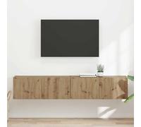 GeenYuu Meuble TV Mural en Bois d'ingénierie chêne Artisan 78,5 x 31 x 29,5 cm avec 2 Portes pivotantes et 4 étagères murales, Rangement Pratique pour Salon séjour Audio vidéo
