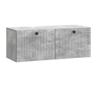GeenYuu Meuble TV Mural Gris béton en Bois d'ingénierie 78,5 x 31 x 30 cm avec Rangement, Portes pivotantes, Support pour télévision, Console Multifonction pour Salon Moderne