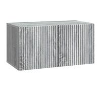 GeenYuu Meuble TV mural gris Sonoma en bois 59,5 x 31 x 30 cm avec 2 portes pivotantes à 90°, espace de rangement polyvalent pour salon, suspendu, meuble bas moderne pour médias et câbles
