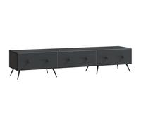 GeenYuu Meuble TV noir en bois 147 x 34,5 x 30 cm avec espace de rangement, tiroirs, polyvalent comme meuble multimédia, meuble basse, commode pour salon, home cinéma, jeux et barre de son