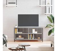 GeenYuu Meuble TV Sonoma Gris en Bois d'ingénierie 100x40x50 cm avec Pieds en Fer Style Industriel Rangement pour Salon séjour multimédia Console Support Audio vidéo