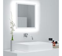 GeenYuu Miroir à LED de Salle de Bain Blanc 40x8,5x37 cm en Acrylique avec lumière RVB, Miroir Mural Moderne pour Meuble lavabo, Armoire, Colonne, Rangement sous évier, Espace buanderie