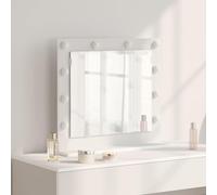 GeenYuu Miroir de lavabo blanc 60 x 55 x 18 cm en verre et bois plaqué avec éclairage LED, miroir cosmétique sans cadre pour salle de bain et chambre à coucher