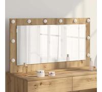 GeenYuu Miroir de lavabo d'angle droit en chêne Artisan - 100 x 55 x 18 cm - Avec éclairage LED - Alimentation USB - Miroir cosmétique pour chambre à coucher, salle de bain, couloir, design moderne