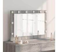GeenYuu Miroir de lavabo LED à angle droit gris sonoma 80 x 55 x 18 cm avec éclairage blanc chaud, alimentation USB, design moderne pour chambre à coucher, salle de bain, couloir et salon