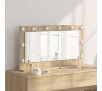 GeenYuu Miroir de lavabo LED angle droit chêne Sonoma 80 x 45 x 18 cm avec éclairage blanc chaud, alimentation USB, sans cadre, pour salle de bain, chambre à coucher, couloir, design moderne