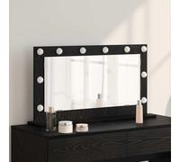 GeenYuu Miroir de lavabo noir aspect chêne 80 x 45 x 18 cm avec éclairage LED, miroir cosmétique sans cadre pour chambre à coucher, salle de bain, couloir, design moderne et montage facile