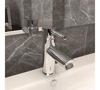 GeenYuu Mitigeur monocommande chromé - 130 x 176 mm - Avec raccord en acier inoxydable - Pour lavabo de salle de bain - Tuyau flexible - Convient pour l'eau froide et chaude